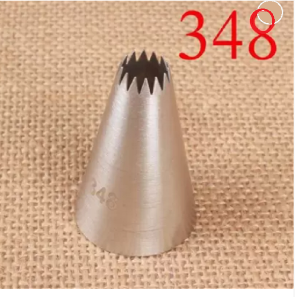 348 Piping Nozzle Cream Decorating Open Star Tip Steel Star Icing Nozzle  (Silver Pack of 1)