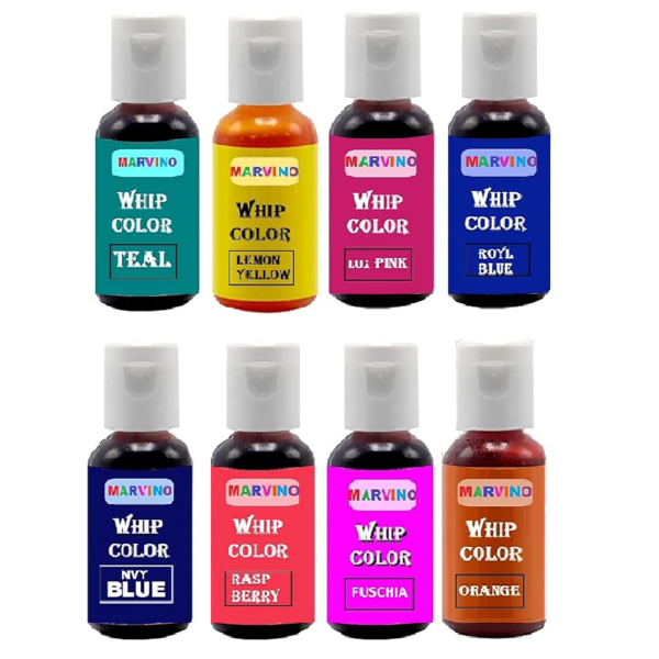 Marvino Whip Color Set Of 8 (Teal, Lux Pink, Lemon Candy, Royal Blue, Raspberry, NHY Blue, Orange, Fuschia)