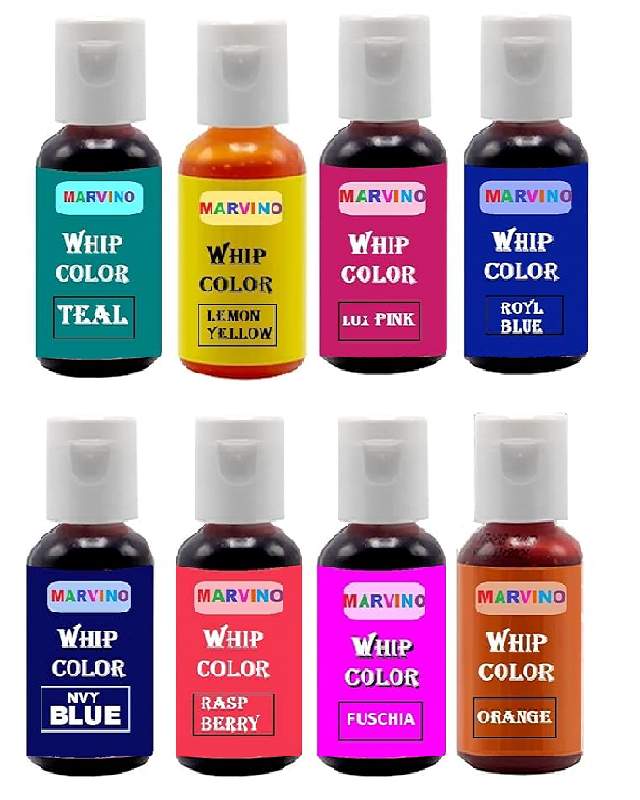 Marvino Whip Color Set Of 8 (Teal, Lux Pink, Lemon Candy, Royal Blue, Raspberry, NHY Blue, Orange, Fuschia)