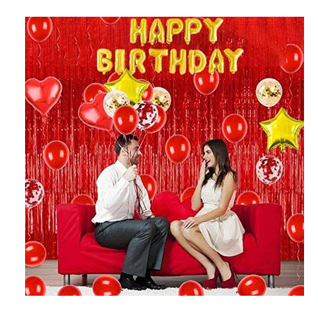 BIRTHDAY-FOIL-BALLOON-1.png Foil Golden Happy Birthday, Red Curtain, Balloon For Party Decoration(combo set 45 ) - Image 1