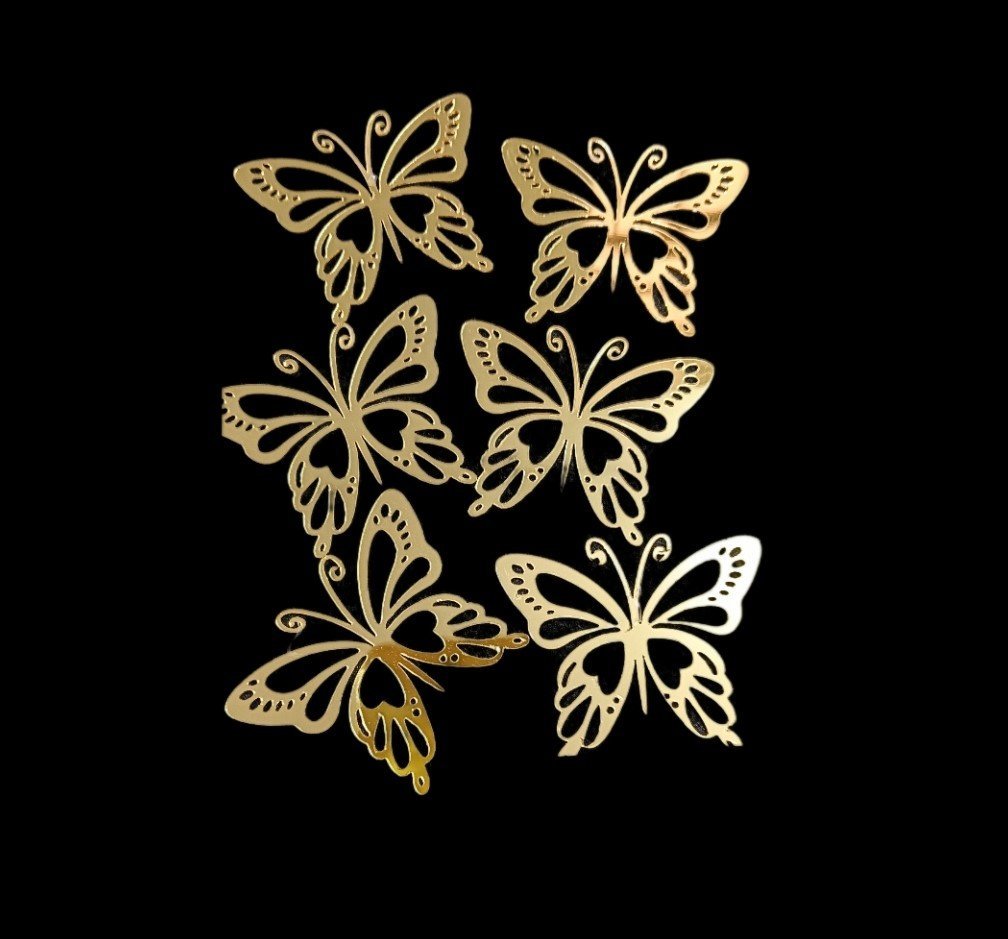 BUTTERFLY-GOLDEN-TOPPER.jpg Golden Butterfly Cake Topper For Cake Topper (Pack of 6) - Image 1