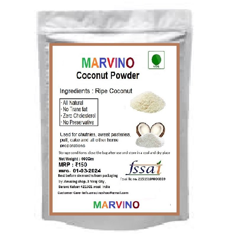 COCONUT-POWDER-PACKET.jpg Marvino Coconut Powder 400 Gm - Image 1