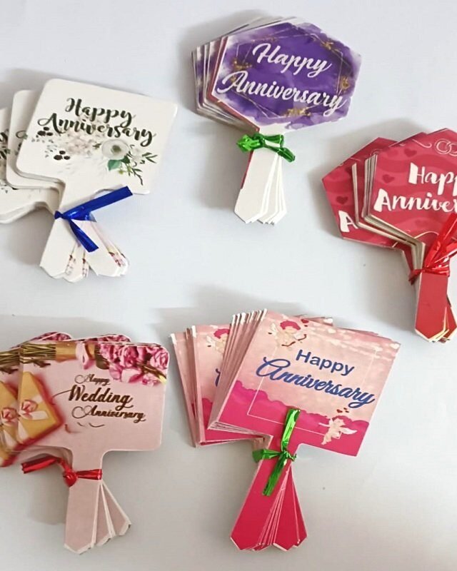 Happy Aniversary Tag Mix Designs Paper Topper For Cake (100 pcs)