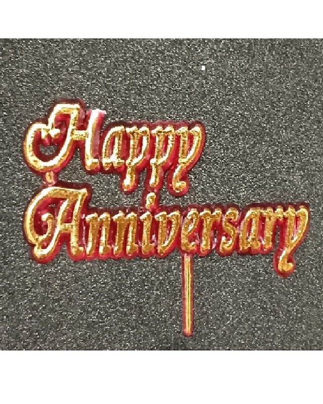 Happy Aniversary Small Cake Tag Topper (Multicolour, 10 pcs)