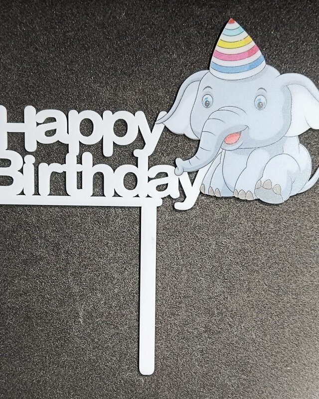 Elephant Happy Birthday Cake Topper