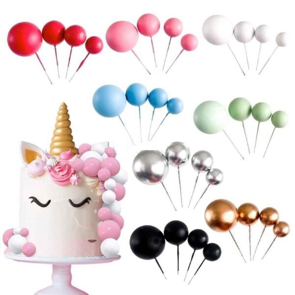 Faux Ball Toppers for Cake Decoration , Cake Topper Happy Birthday Topper (pack of 12 )