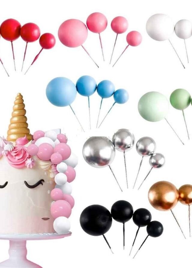 Faux Ball Toppers for Cake Decoration , Cake Topper Happy Birthday Topper (pack of 12 )