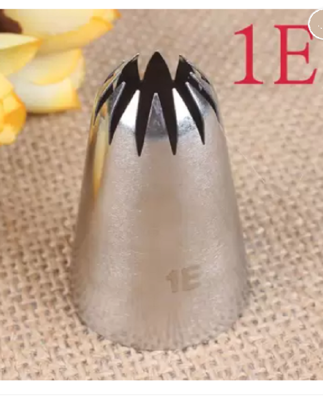 1E cream Piping Nozzle Stainless Steel Star Icing Nozzle  (Silver Pack of 1)