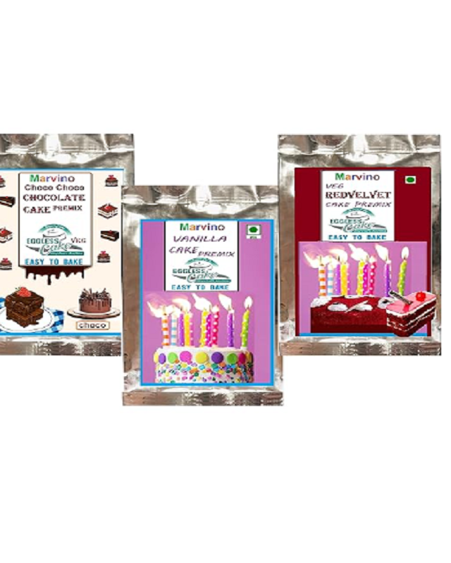 Marvino chocolate cake premix, vanila cake premix with red velvet premix
