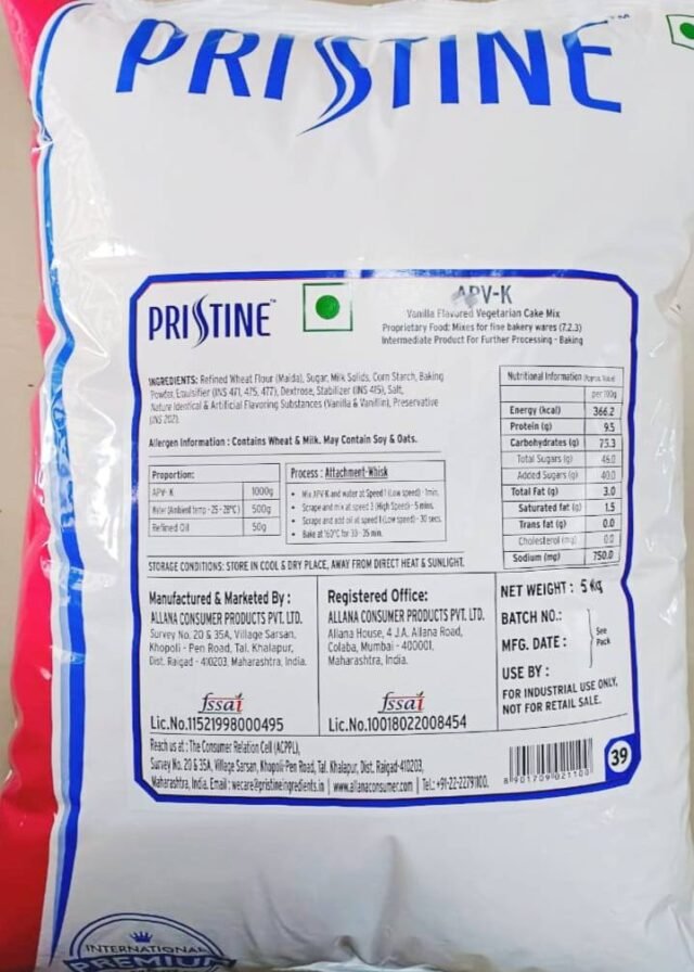 Pristine Cake premix Vanilla 5kg Pack