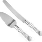 Wedding Engagement Ceremony Cake Knife and Server Set with Crystal Handle
