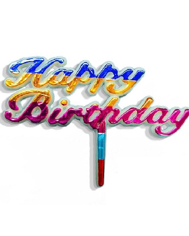 Happy Birthday Small Cake Topper Tag For Cake (Multicolour) 10 Pcs