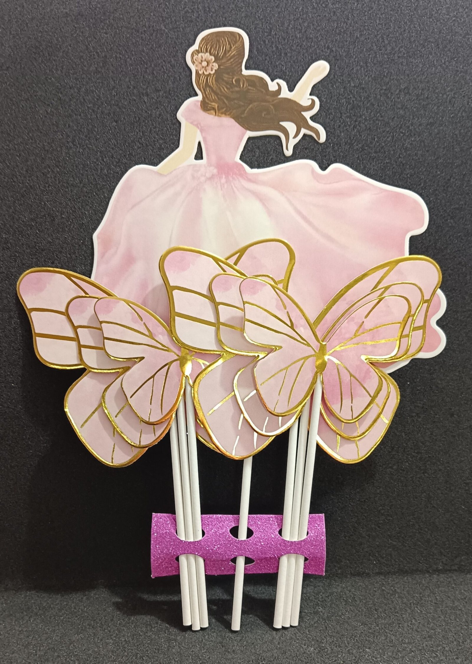cake-topper-1-scaled-1.jpg Butterfly With Girl Paper Cake Topper (pack of 7 ) - Image 1
