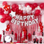 Happy Birthday Silver Foil ,Red And White Color Balloon Decoration Product