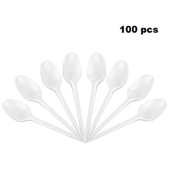 Disposable White Plastic Spoon (Pack Of 100)