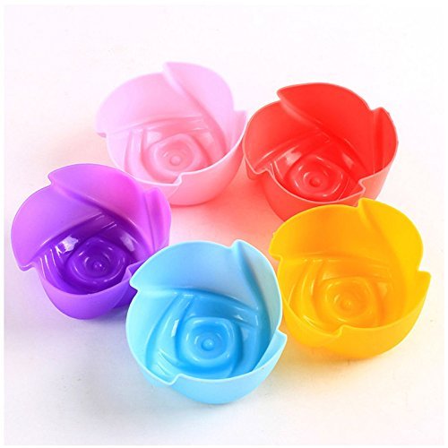 Reusable rose Shaped Baking Molds for Cupcakes Pudding Jelly c