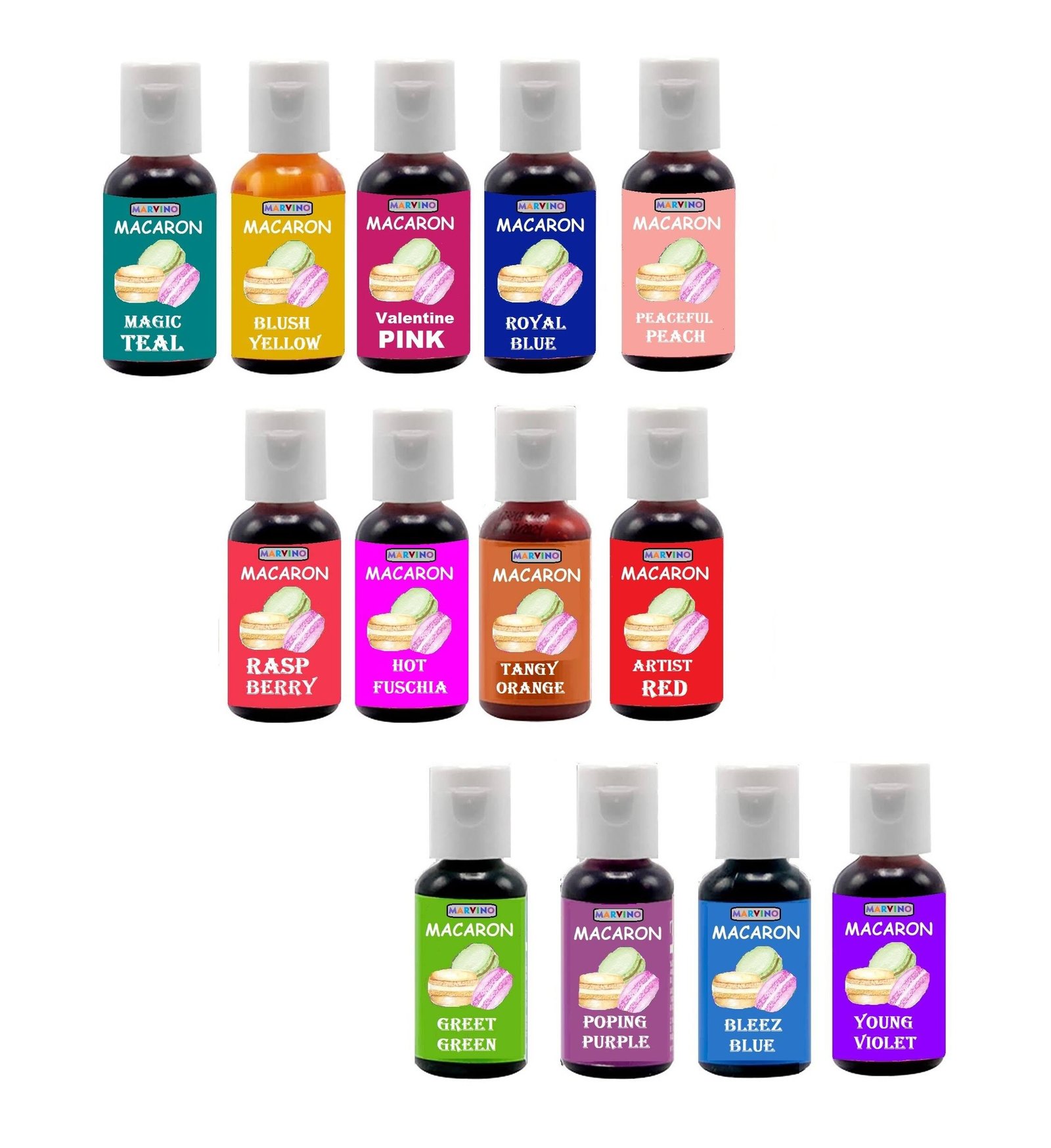 Marvino Macron Color, Food Colours Set of 13 A Marvino Macron Color, Food Colours Set of 13 A